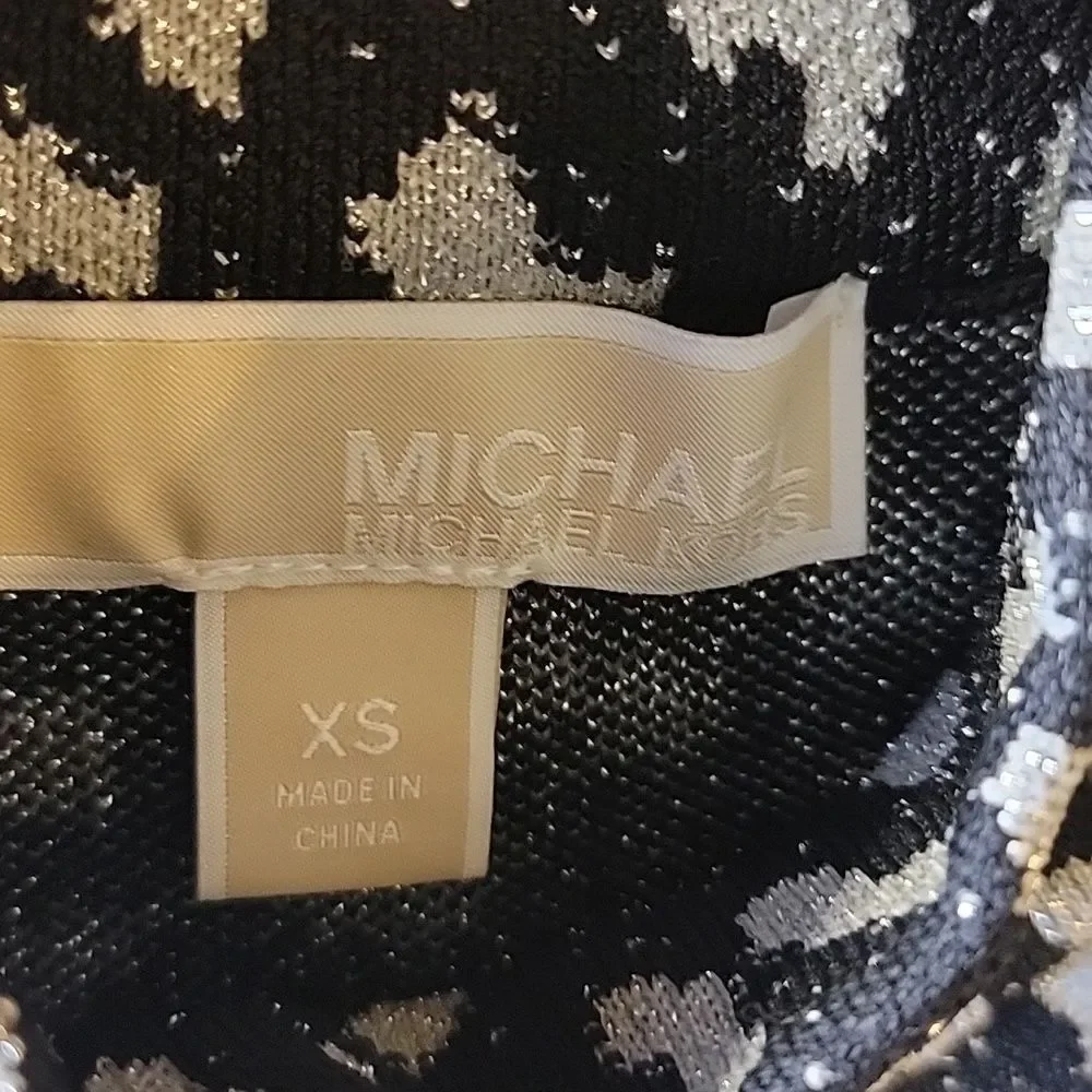 Michael Kors-Shimmery blk/gray animal print dress with bell sleeves Size XS.
